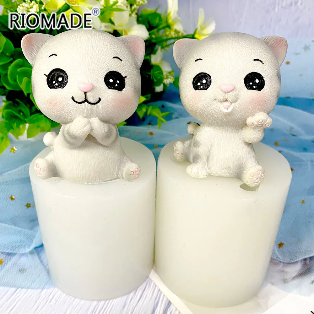 3D Lovley Small Cat Candle Mold Soap Craft Resin Clay Molds Candy Chocolate Gumpaste Mould Cake Decorating Tools S0690XM