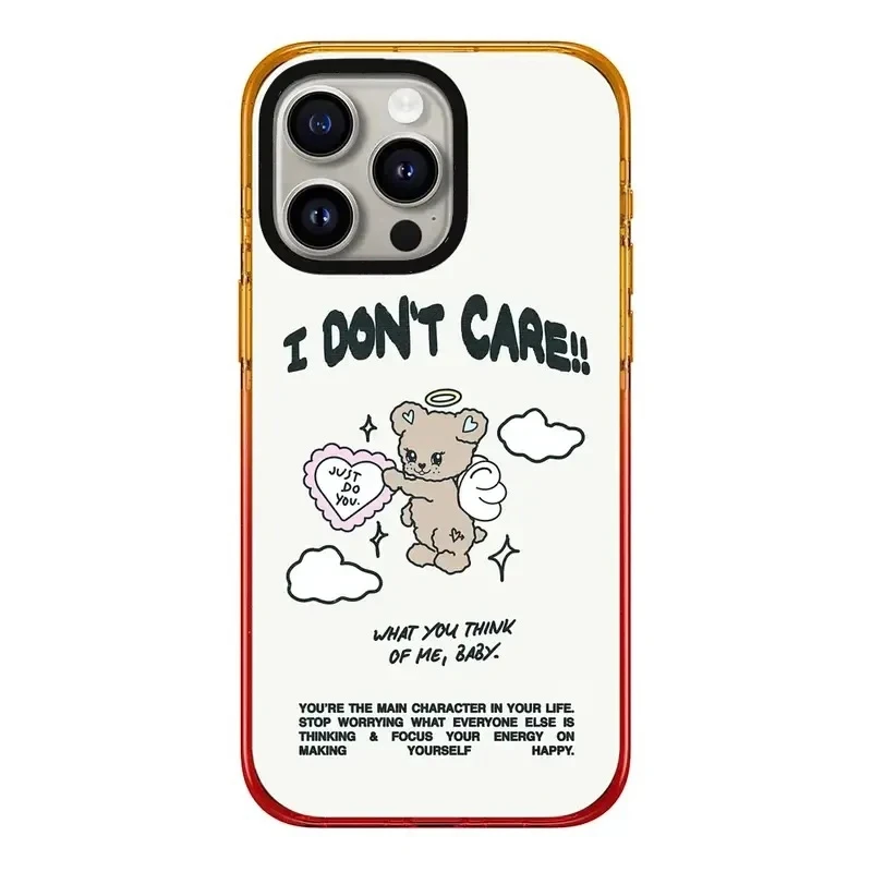 

Cute Bear Peach Gradient Border 2.0 Acrylic Phone Case Cover for IPhone 11 12 13 14 15 Pro Max Case