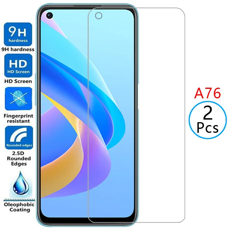 For 2pcs Tempered Glass for Oppo A76 Protective Glass Screen Protector on Oppoa76 a 76 76a 6.56 Safety Film Opp Opo Appo