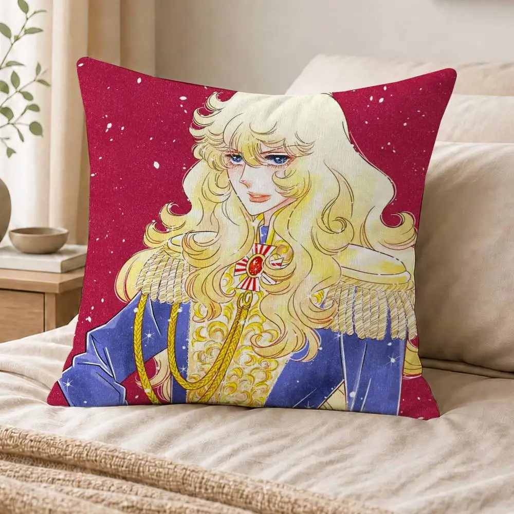 Rose of V-Versailles Lady Oscar Double-sided Printed Square Decorative Cushion Cover for Sofa Living Room Home Decor 5