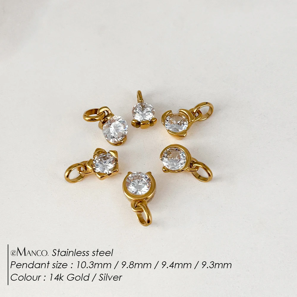 EMANCO Minimalist Style Stainless Steel Zircon Pendant with Multiple Settings for DIY Jewelry Daily Commute Fashion Accessory