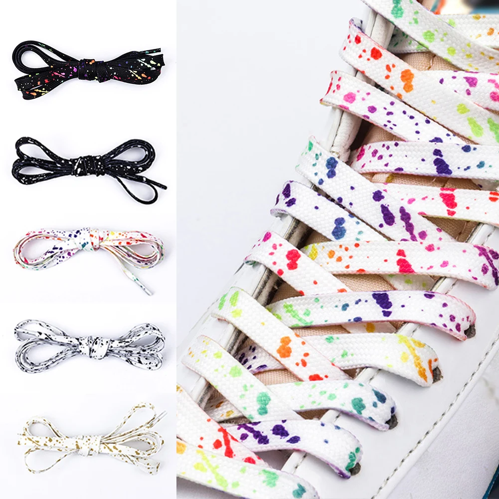 Colorful Dot Shoelaces Cartoon Printing Fashion Unisex Flat Shoe Laces High-top Canvas Sneakers Shoelace Sports Shoelaces