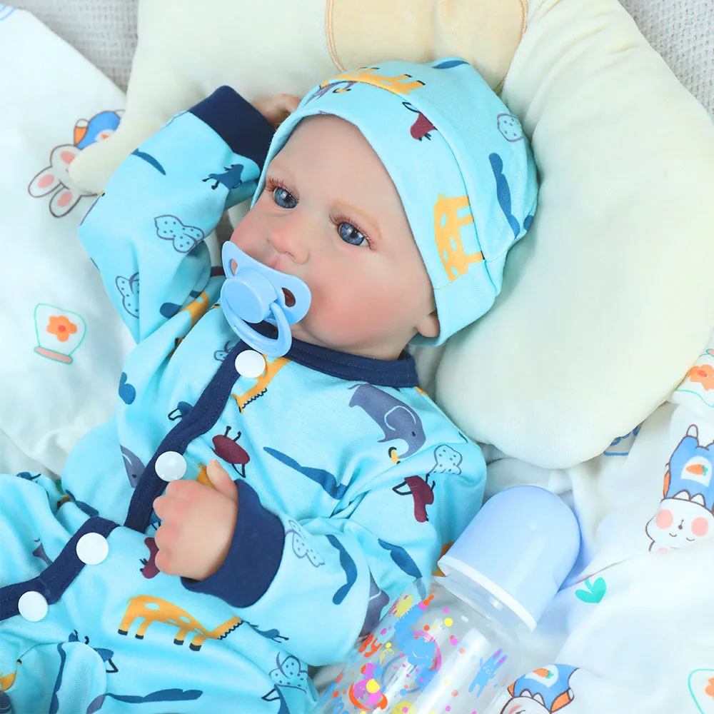 Bonecas reborn realistas de 18 polegadas, corpo de vinil macio completo com cabelo pintado à mão, pele 3d, veias visíveis para presentes de aniversário de crianças