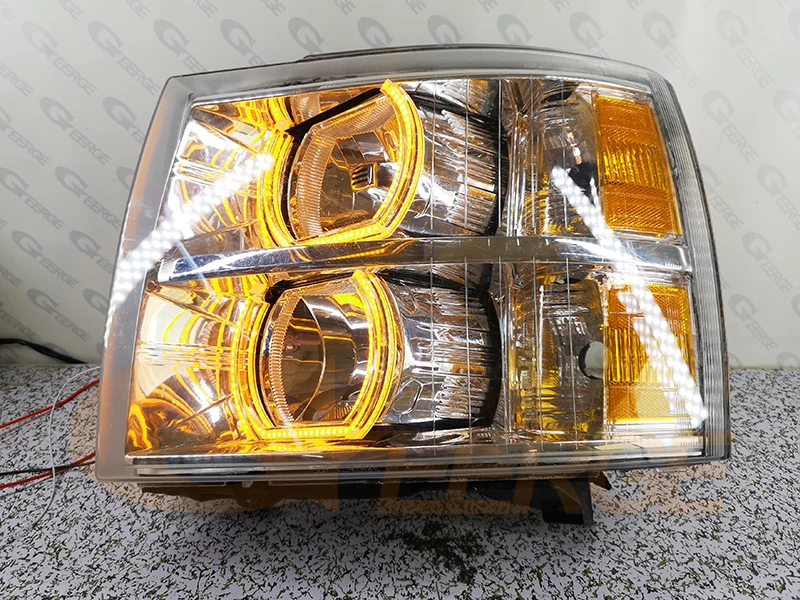 For Chevrolet Silverado 1500 2500 3500 HD Ultra Bright A/W Switchback Crystal DTM Style Led Angel Eyes Kit Halo Rings Day Light