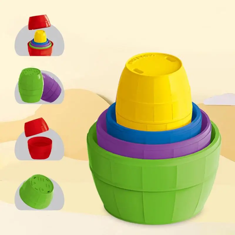 Strandstapelbekers Zintuiglijke training Stapelbekers voor waterspel Baden Bouwspeelgoed Leuk stapelspel voor kinderen Zwembad
