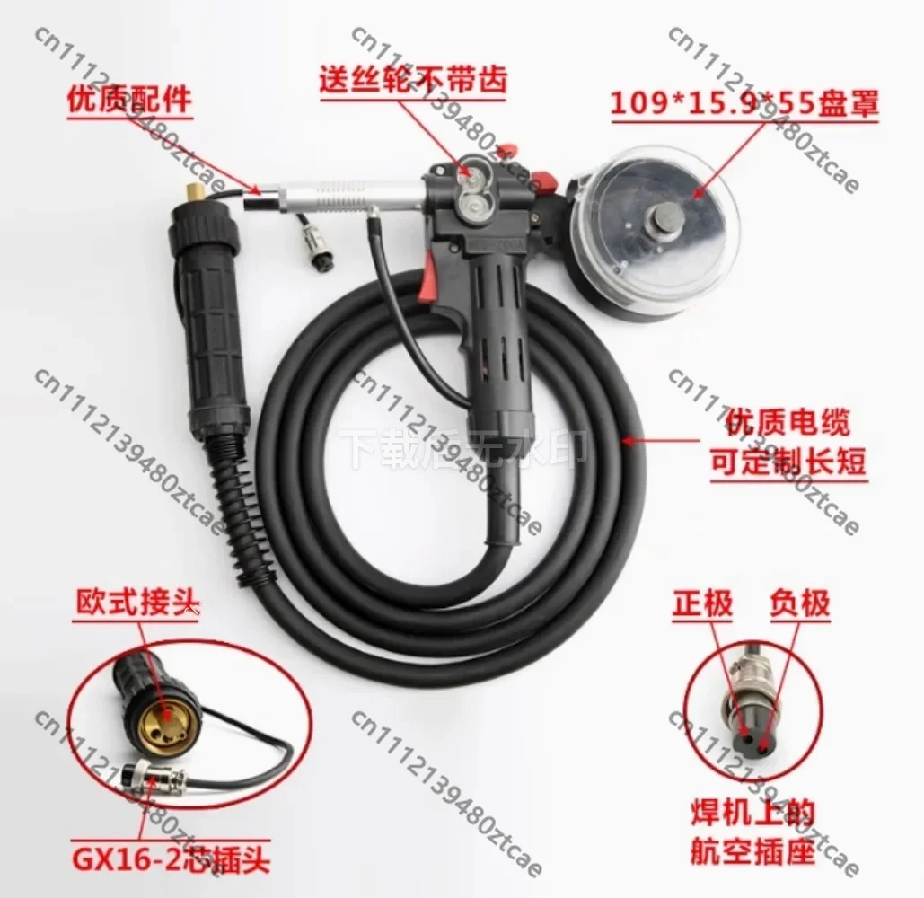 200A Gas Shielded Welding Torch, EU Interface Welding Gun, 3m/5m Cable for Welding Machine