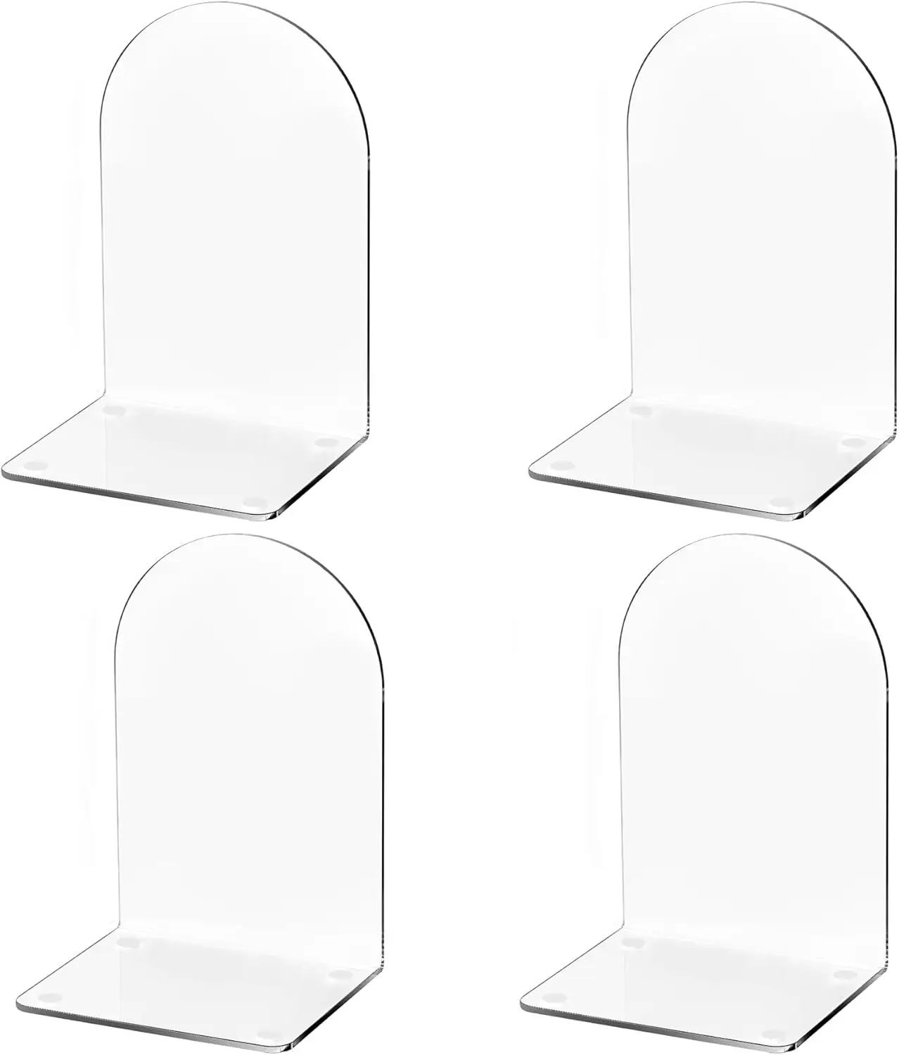 

4 Pack Clear Acrylic Bookends for Heavy Books, Bookshelf Organizer for Home Office Library