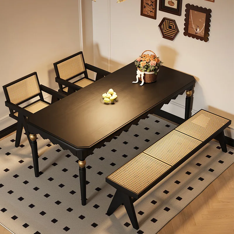 

Retro all solid wood dining table living room against the wall dining table and chair combination