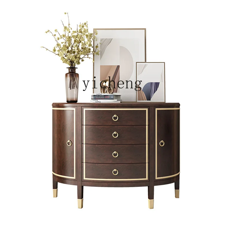 

Zk Light Luxury Entrance Cabinet Solid Wood Sideboard Modern Minimalist Semicircle Console Tables Sets