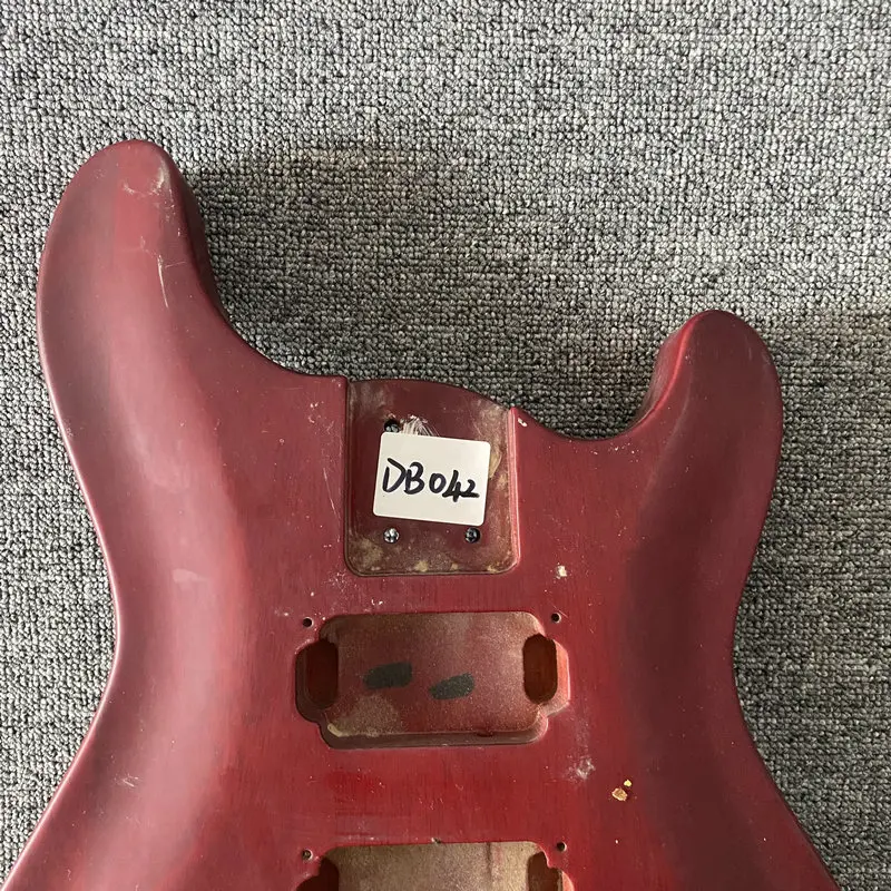 DB042 Custom Order Floyd Rose Electric Guitar Unfinished 6 Strings Guitar Body Wine Red Color in Solid Wood with Damages diy