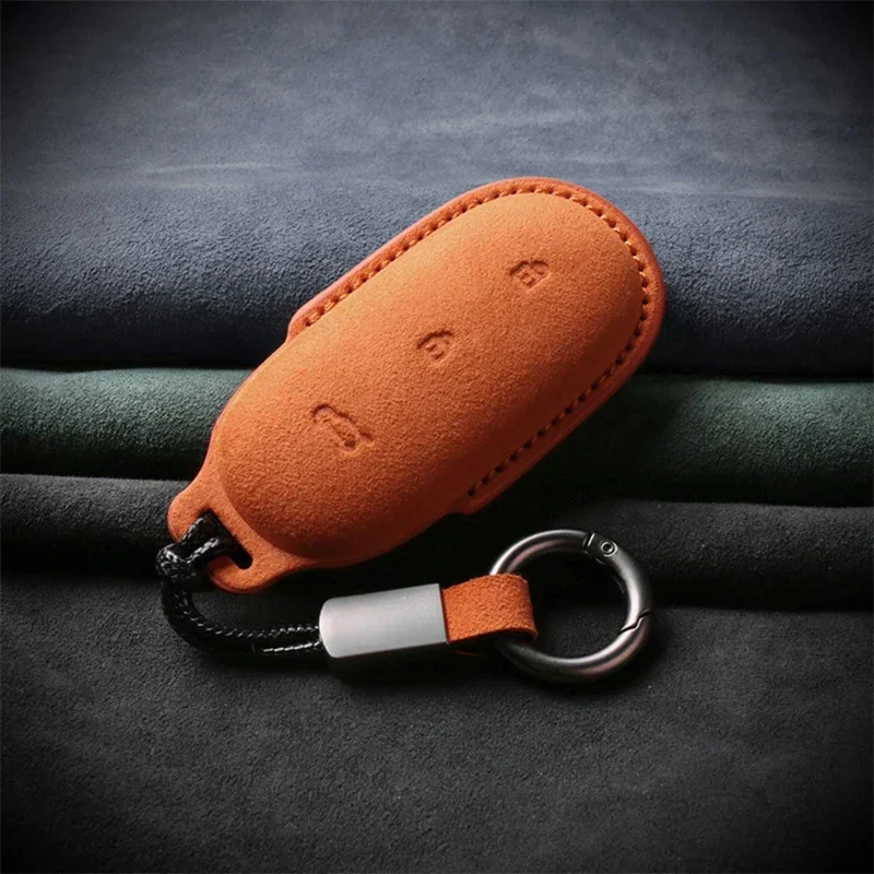 

For Leading Ideal One Li Auto L9 For Li Lixiang L7 L8 L9 2022 2023 Suede Leathe Car Smarter Key Case Cover Shell Car Keychain