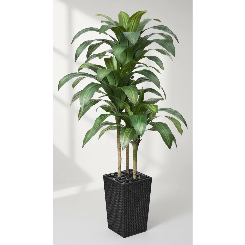 

5 футов искусственное дерево дракона с кашпо и гальками - устойчивое к ультрафиолетовому излучению искусственное растение для декора домашнего офиса в помещении и на открытом воздухе