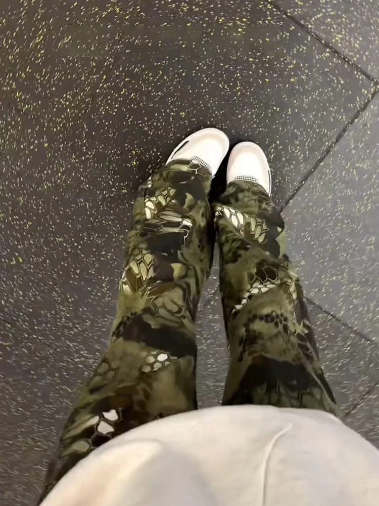 

Мужские джинсы с высокой талией и змеиным принтом, прямые, для осени и зимы, рабочие брюки с эффектом удлинения ног, в американском стиле