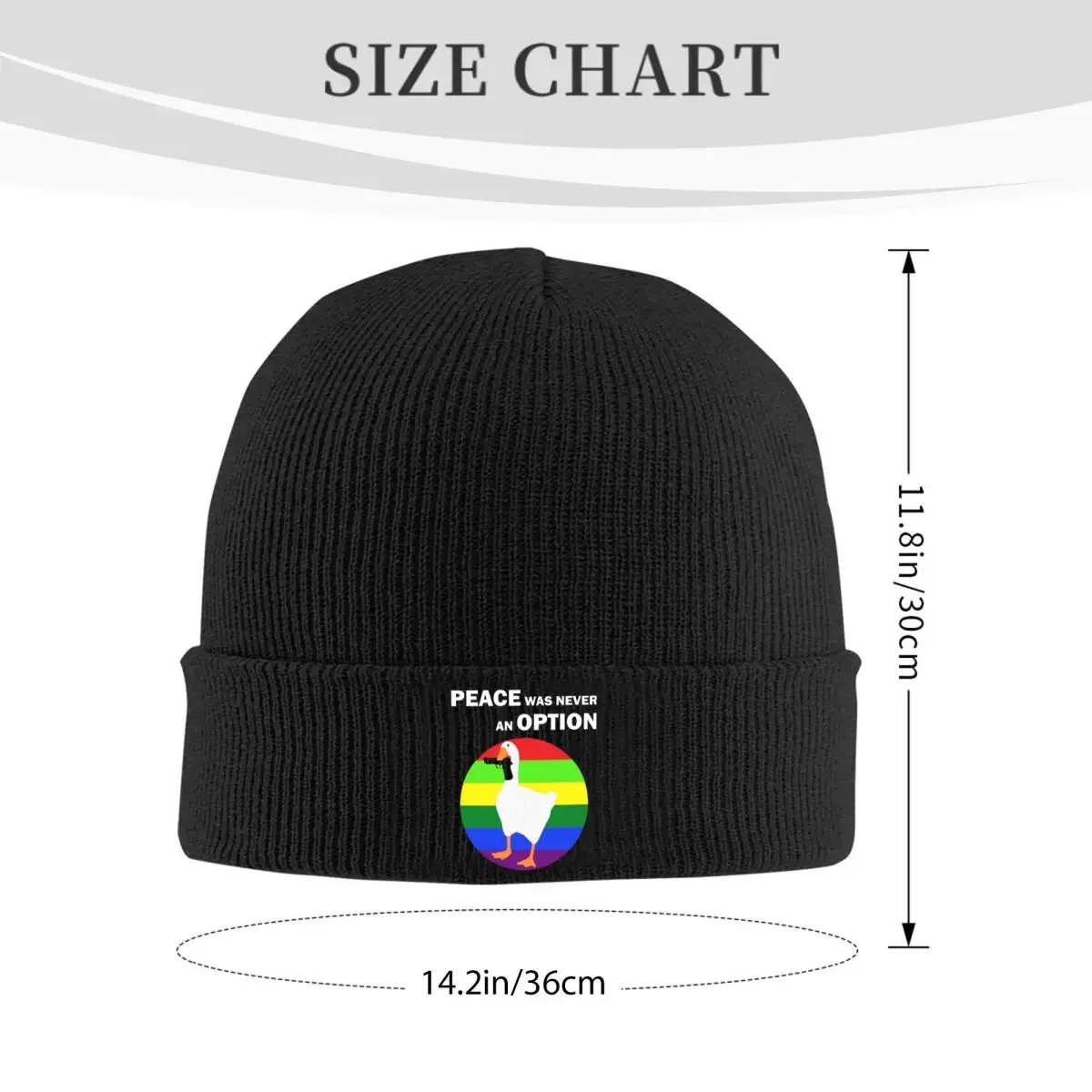 New Peace Was Never An Option Funny Goose Meme With Gun Honk Gift Knitted Cap Winter Bonnet Hat Skullies Beanies Caps for Unisex