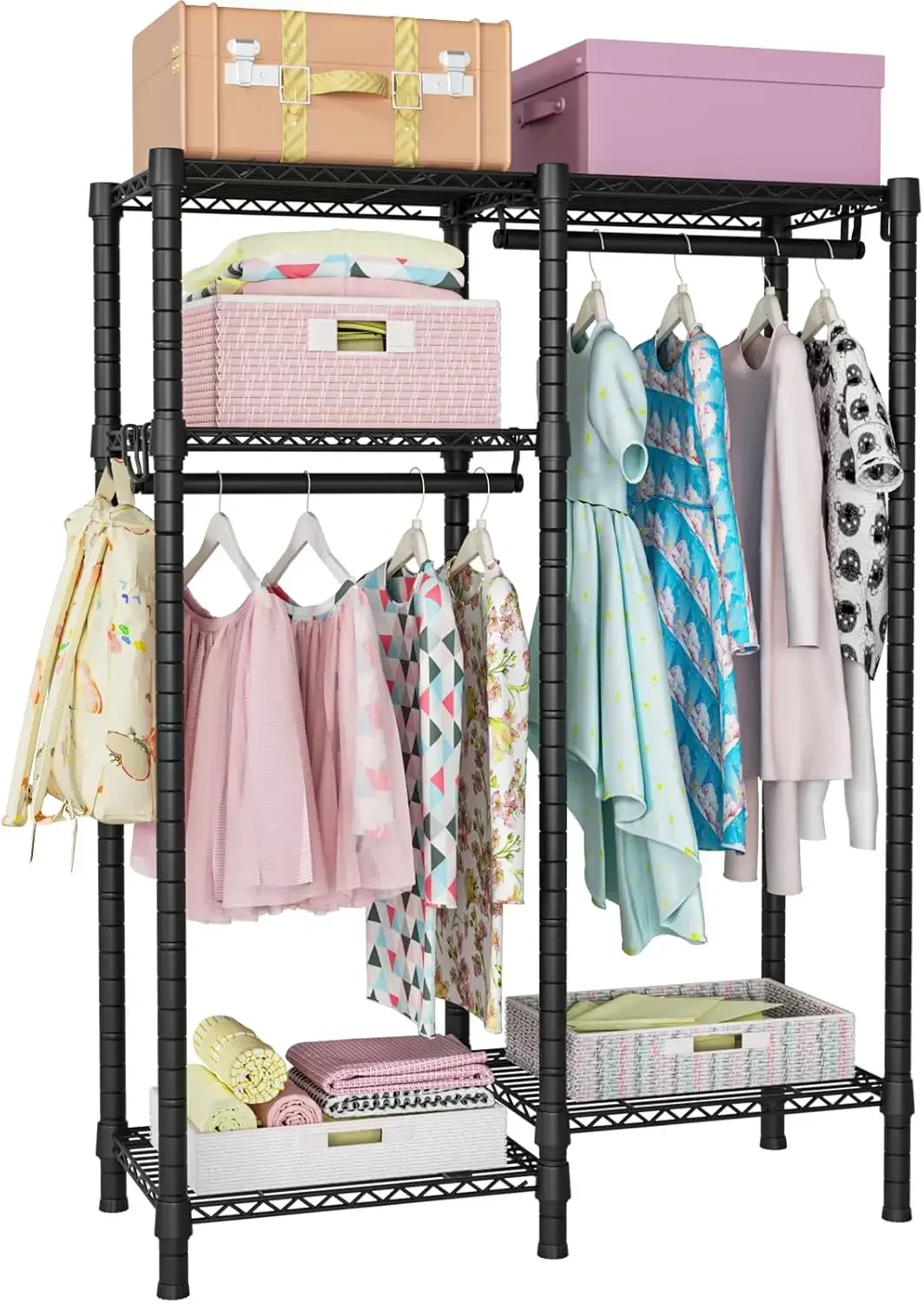 porte-vetements-f1-pour-enfants-bebes-etudiants-et-chambre-d'enfants-placards-robustes-autoportants-et-portables-a-4-niveaux-petit