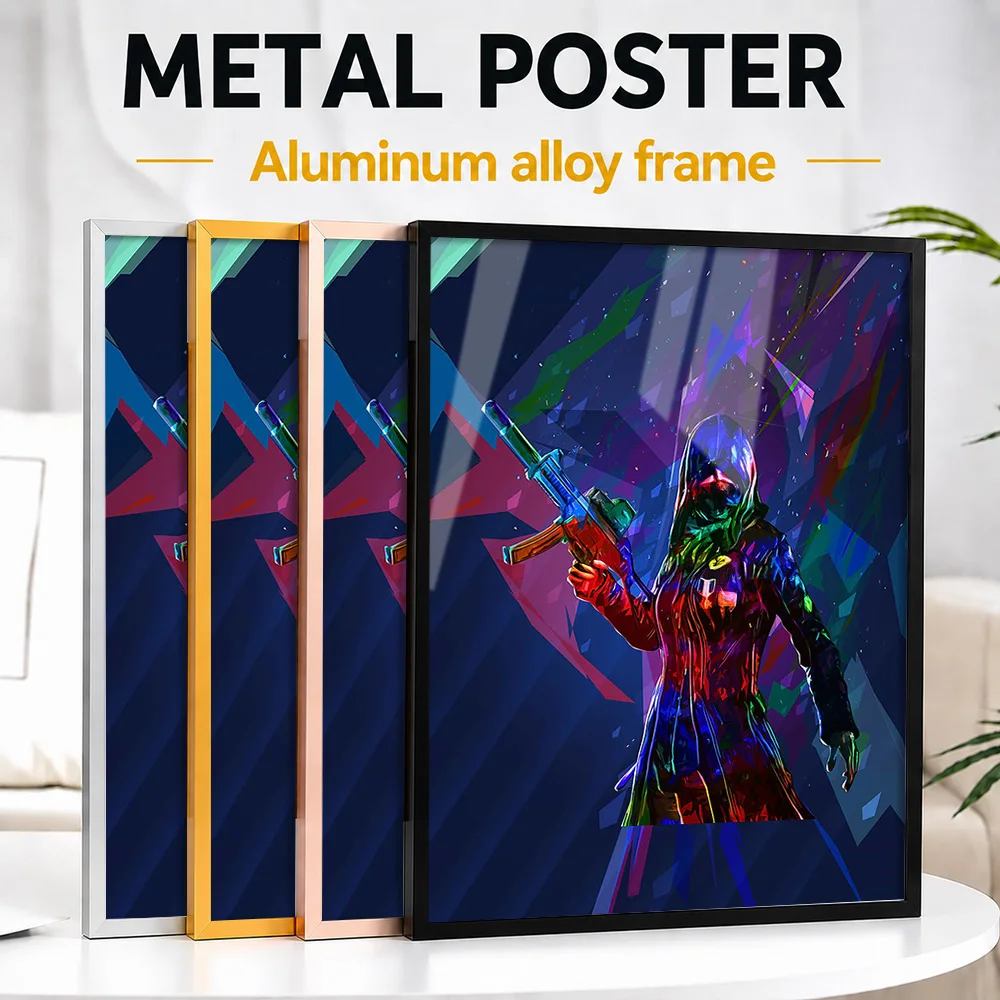 Masked Cyber Ninja Framed Metal Poster Personalized Photo Vaporwave Character Style Wall Art For Studio Premium Collector Gift