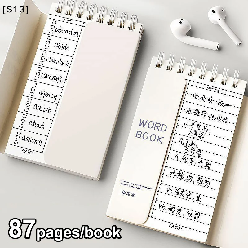 Portable Vocabulary  Notepad - Shorthand Spiral Notebook For Planning And Memorization With Cover-Up Feature Good Gift[S13]