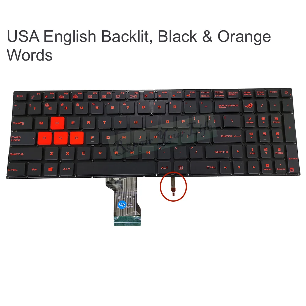 GL502 US UK Spanish Russian Backlit Keyboard for Asus GL502VS GL502VM GL502VSK GL502VMK 0KNB0-662PUK00 662PUS00 662PSP00 Orange