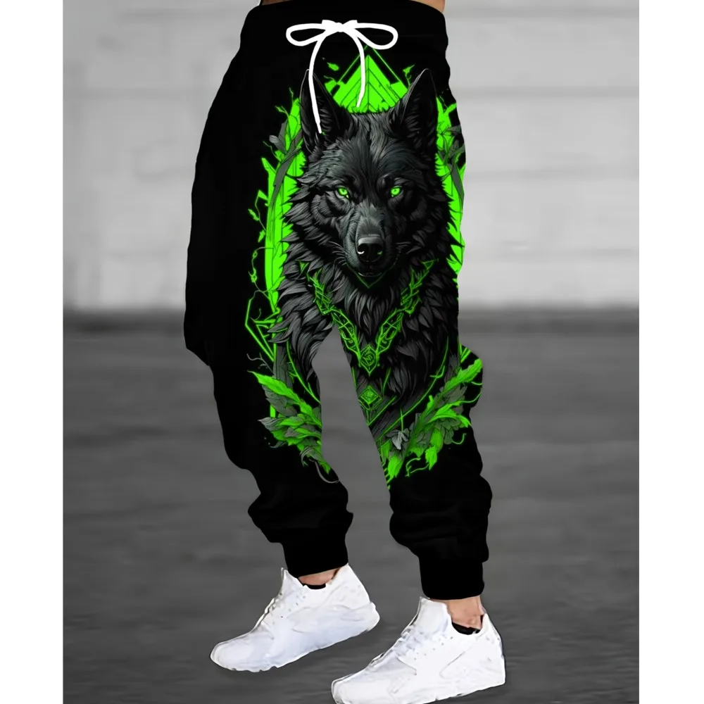 سراويل عصرية جديدة للرجال مع طباعة الذئب الاستبداد، سراويل رياضية غير رسمية سريعة الجفاف، ملابس الجري في الهواء الطلق، ملابس يومية #1