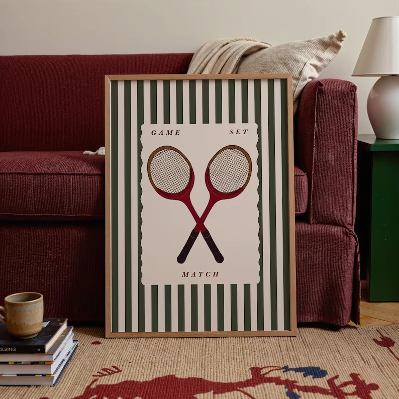 1PC--Retro Tennis Racket Wall Art Print Canvas Painting Poster Picture For Living Room,Bedroom Home Decor