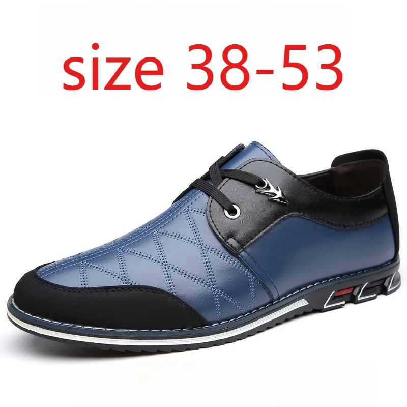 

Новая мужская кожаная повседневная обувь в клетку, двухцветная дышащая обувь, большие размеры 38–53, удобные мокасины для вождения на шнуровке