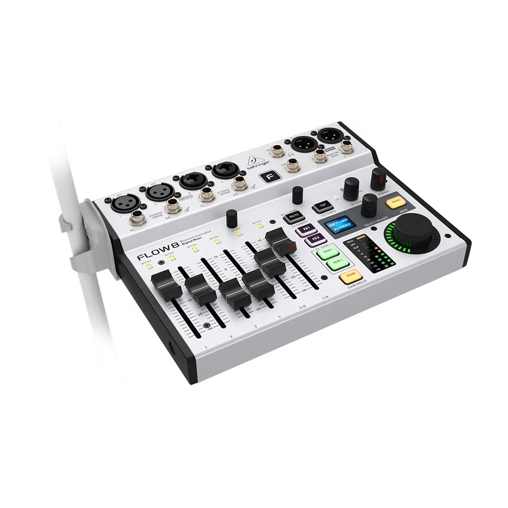 มิกเซอร์ดิจิตอล Behringer Flow 8 พร้อมระบบเสียงบลูทูธและอินเทอร์เฟซเสียง USB ระบบเสียง PA มิกเซอร์เสียง