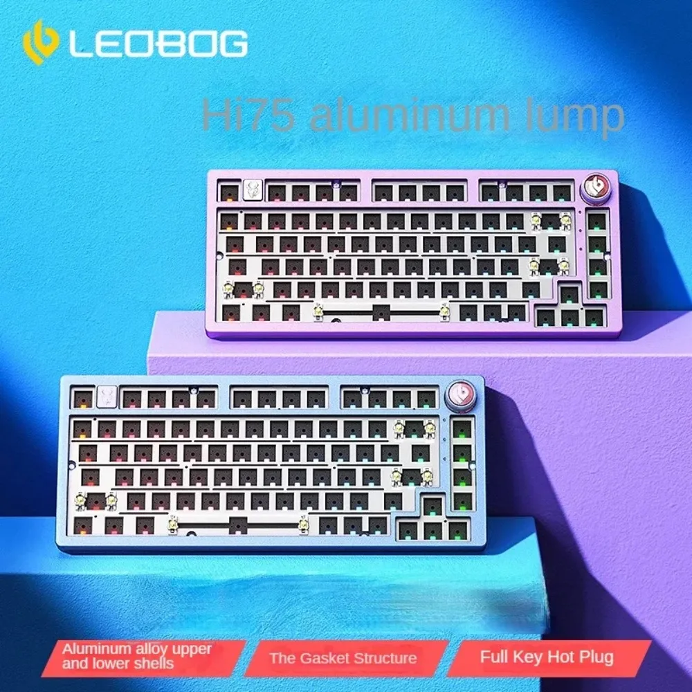 

LEOBOG Hi75 Aluminum Lump Mechanical Keyboard Kit with Gasket75% Layout Structure Custom Wired Magnetic Metal Nameplates DIY