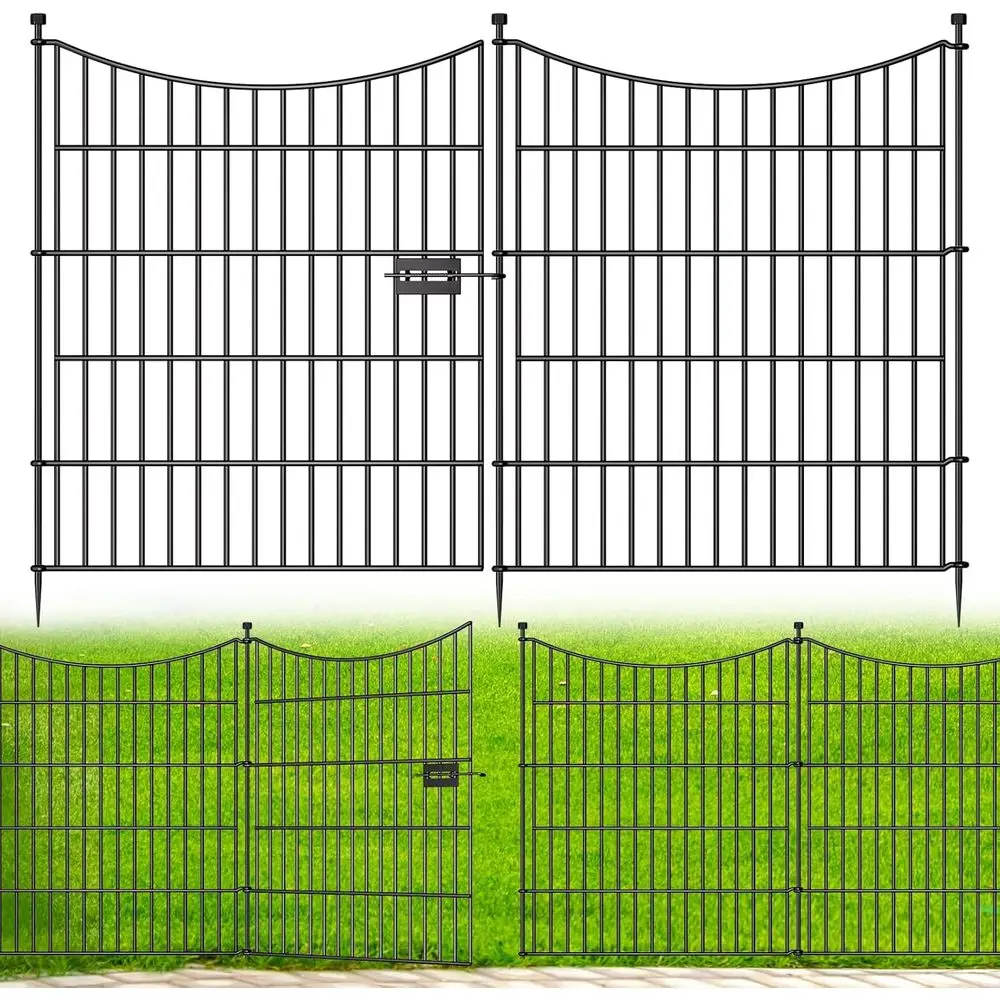 

10 Panels Decorative Garden ence with Gate, 32 in(H) X 23.6 t(L) No Dig Dog ence Animal Barrier Outdoor or Yard, Rustproo Metal