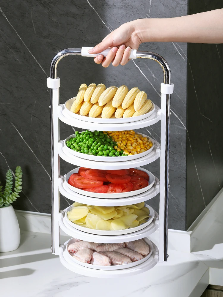 

Creative Hot Pot Side Dishes Racks Home Kitchen Preparation Racks Foldable Multi-layer Organizer Accessories Dishes Storage Tool