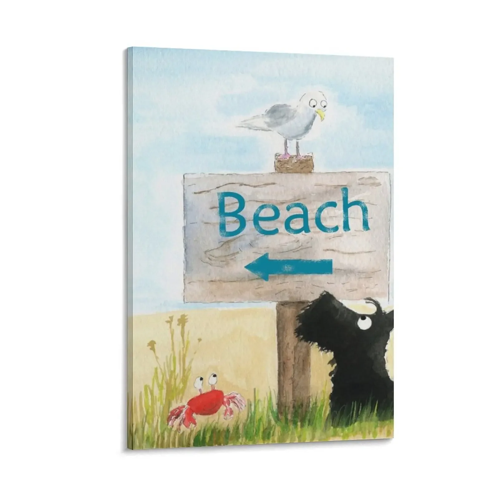 

Scottie Dog 'Beach' Canvas Painting decorative wall canvases decorative items for home home decorations and organization