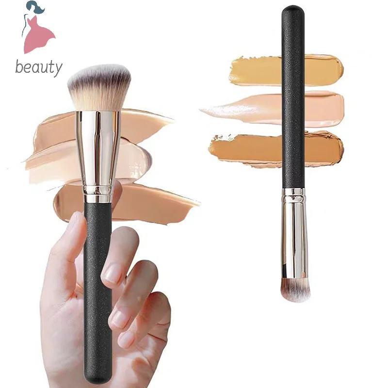 Escovas de maquiagem profissional para mulheres, corretivo, pó, blush, base líquida, rosto, ferramentas de maquiagem, preto, 1pc