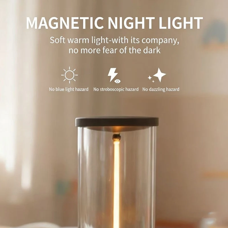 Dreistufig dimmbare, magnetische Ambientebeleuchtung, Nachttischlampe mit Ladefunktion, kreative USB-Schreibtischlampe für Schlafzimmer und als Begleiter im Schlaf.