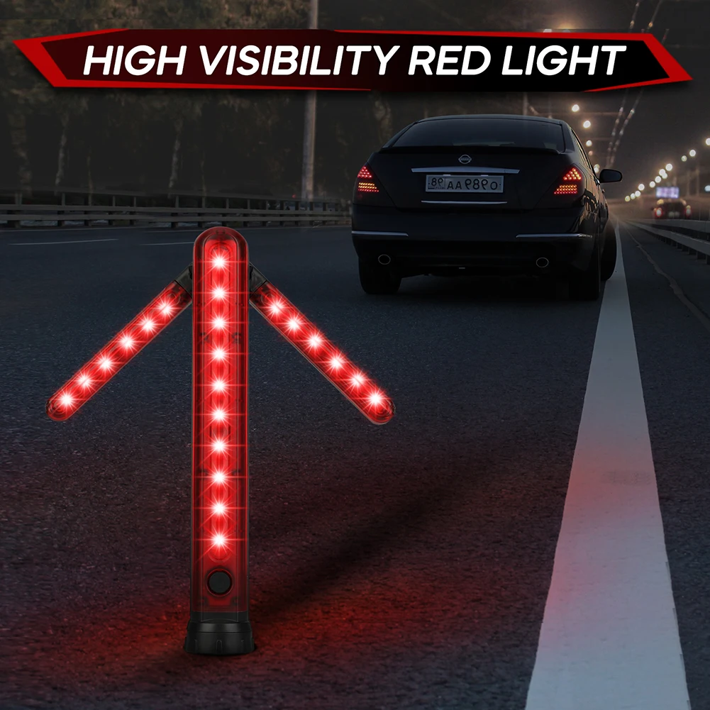 1pc Foldable Safety Arrow Bar Light Magnetic Stand Beacon Warning Signal SOS Lamps USB Flashlight LED Emergency Lighting