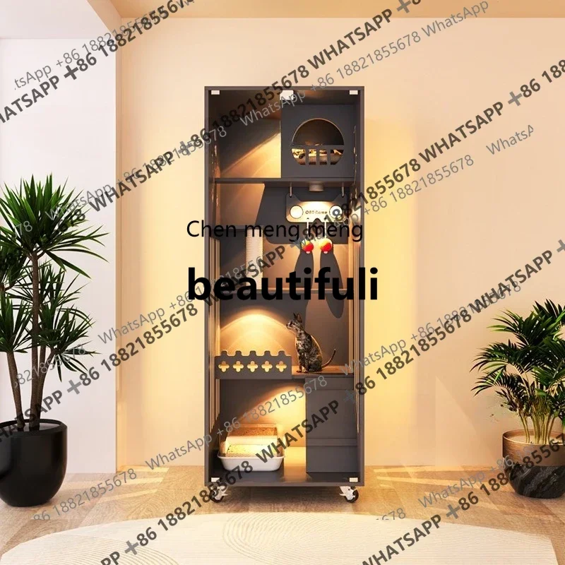 X Small indoor cat nest villa does not take up space house balcony cat cabinet solid wood