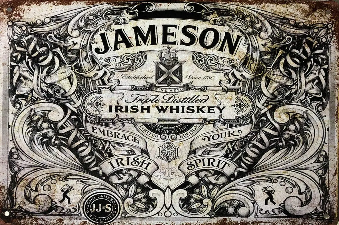 AMELIA SHARPE Metal Sign Jameson Whiskey Beer tin Sign Vintage Bar Man cave Garage Kitchen Home Wall Decoration Art Sign 12 X 8 