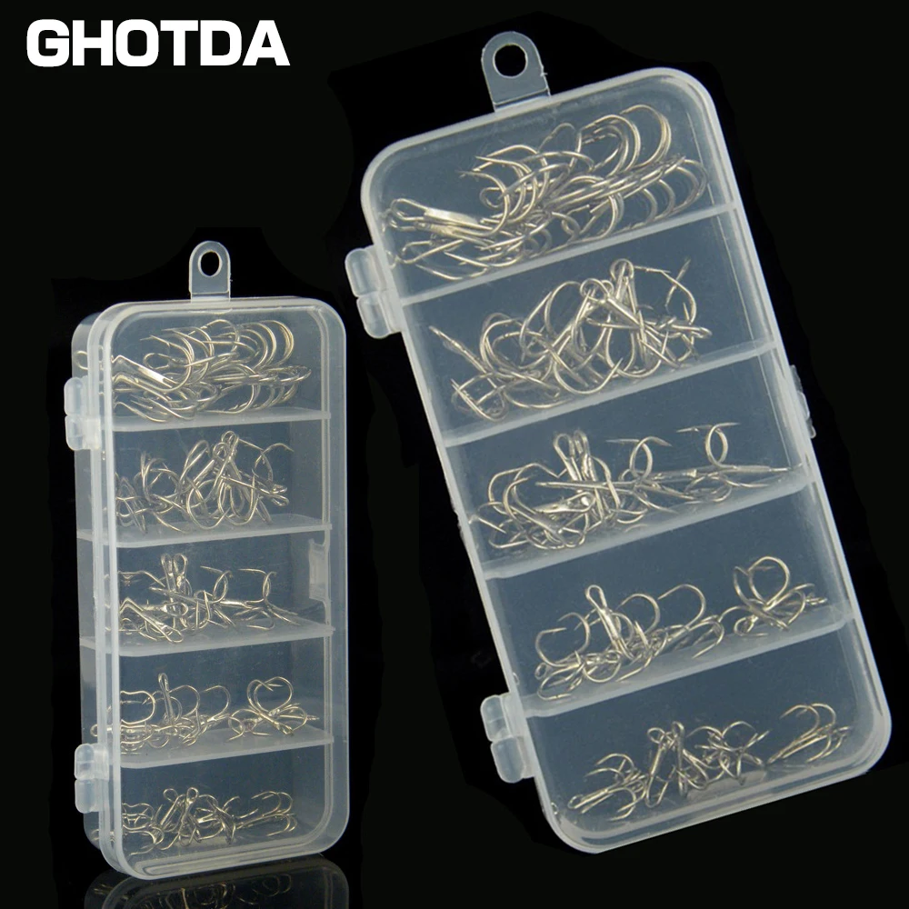 

GHOTDA 50 шт. тройные Крючки 2 # до 10 # рыболовные крючки для морской воды качественные рыболовные крючки из углеродистой стали высокопрочные крючки