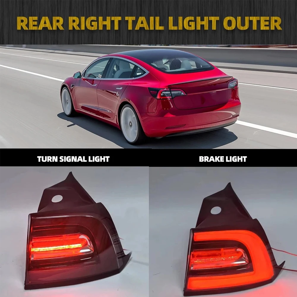 1 زوج سيارة عالية الجودة 4-Pin LED الضوء الخلفي اليسار اليمين بدوره إشارة ضوء الفرامل ل تسلا نموذج 3/Y 2021-2023 LED الضوء الخلفي مصباح