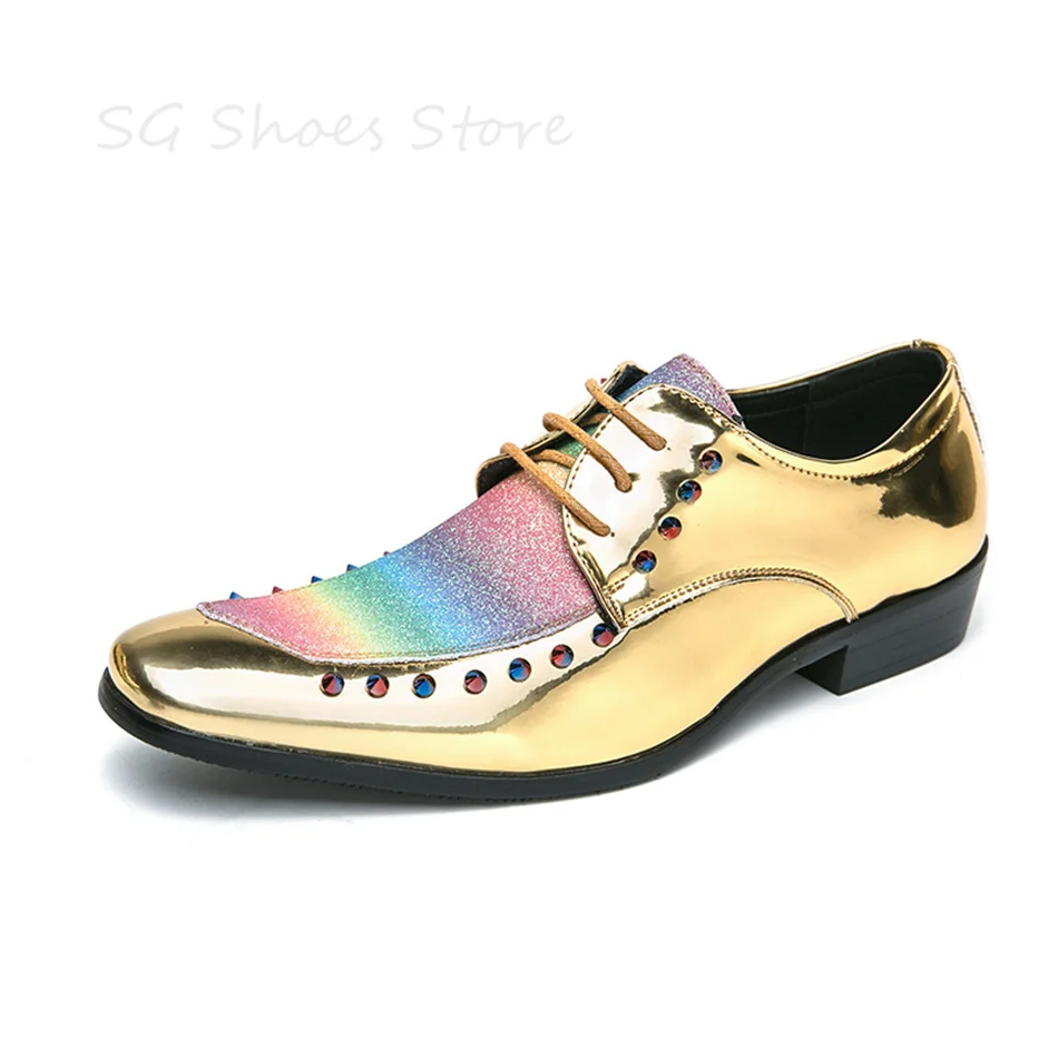 

Wedding Dress Shoes Business Office Shoe Male Luxury Brand Leisure Shoes British Style Pointed Toe Rivet Loafers for Men