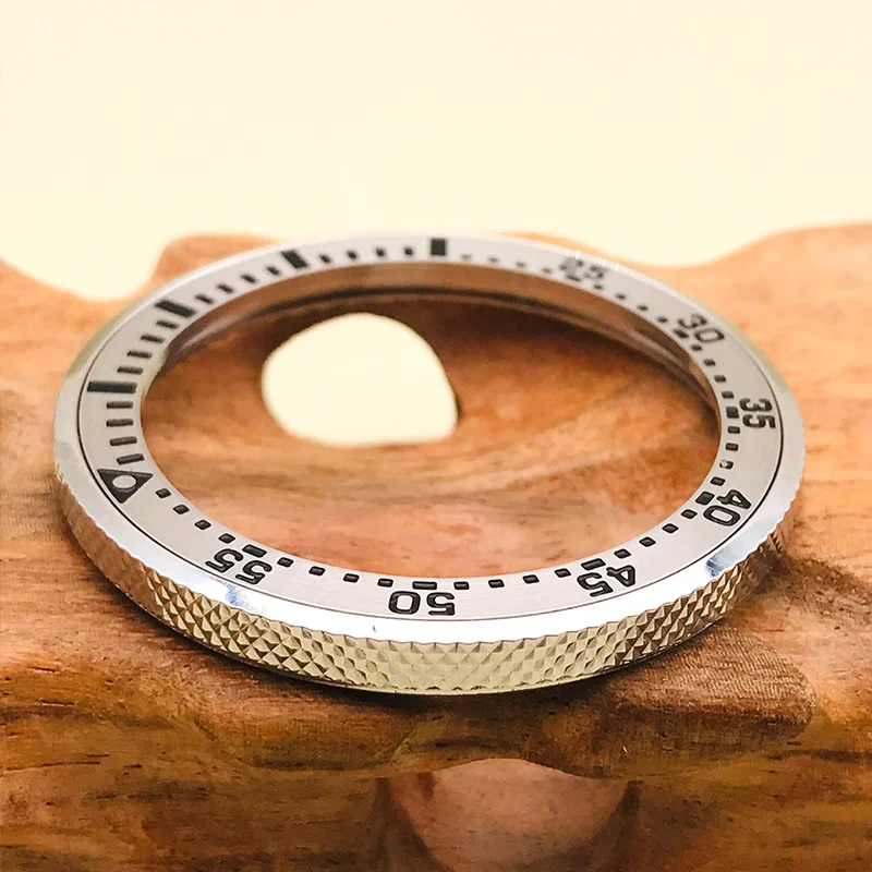 Knurled SKX007 Steel Bezel Ring Fit Seiko SKX007 SRPD Watch Cases SKX Rotating bezel Ring With 38mm steel bezel insert parts