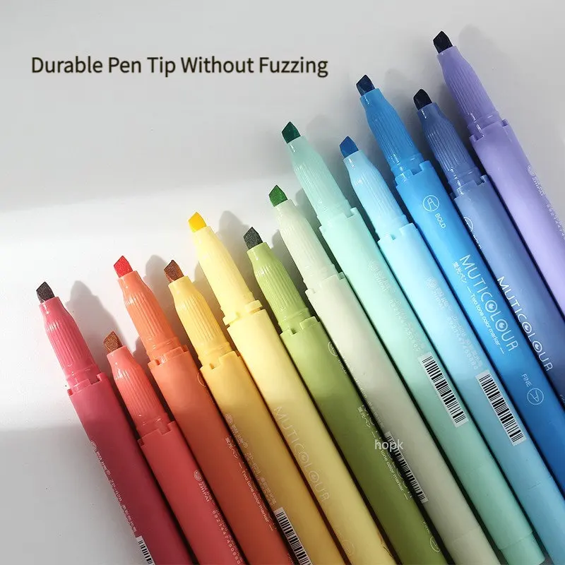 6/24 Colors/box Morandi Retro Double Headed Highlighter Pen Vintage Fluorescent Pens Set Student Drawing Markers Stationery