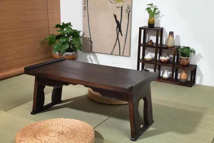 Japanese Antique Tray Table Folding Leg Rectangle 80cm Paulownia Wood Traditional Asian Furniture Living Room Tea Table image 3