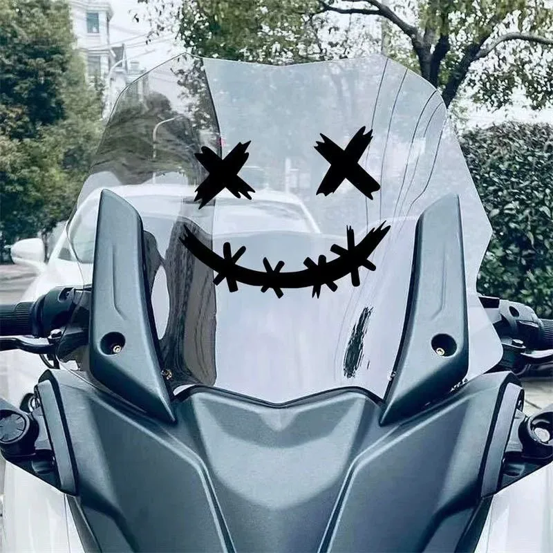 Motorcycle Sticker Demon Smiling Face Stickers Motorcycle Helmet Stickers Reflective Waterproof Smile Face Decal Auto Body Decor