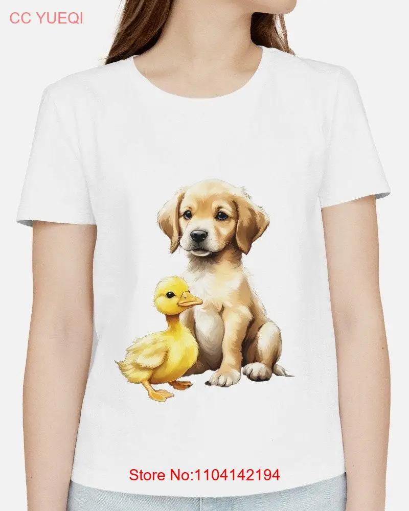 Adorable Puppy and Duckling T Shirt Cute Animal Perfect for Lovers long or short sleeves