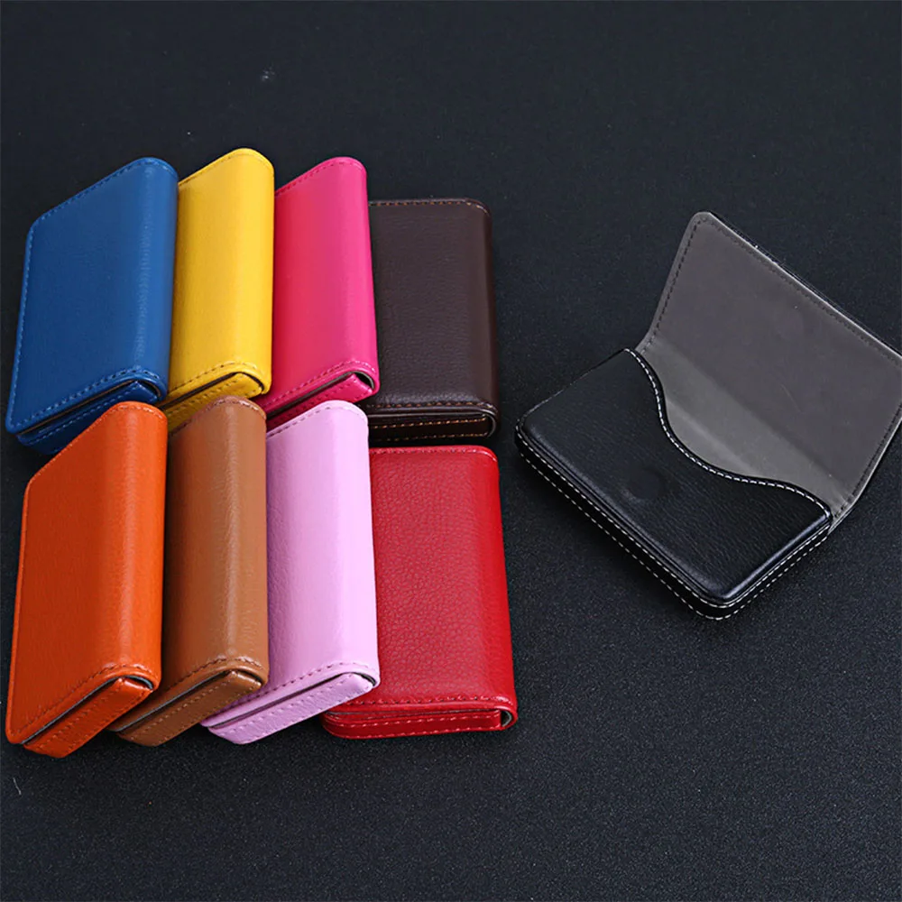1PC PU Leather Business Card Holder For Men Large Capacity Bank Card Case With Buckle High Quality Card Container Wholesale