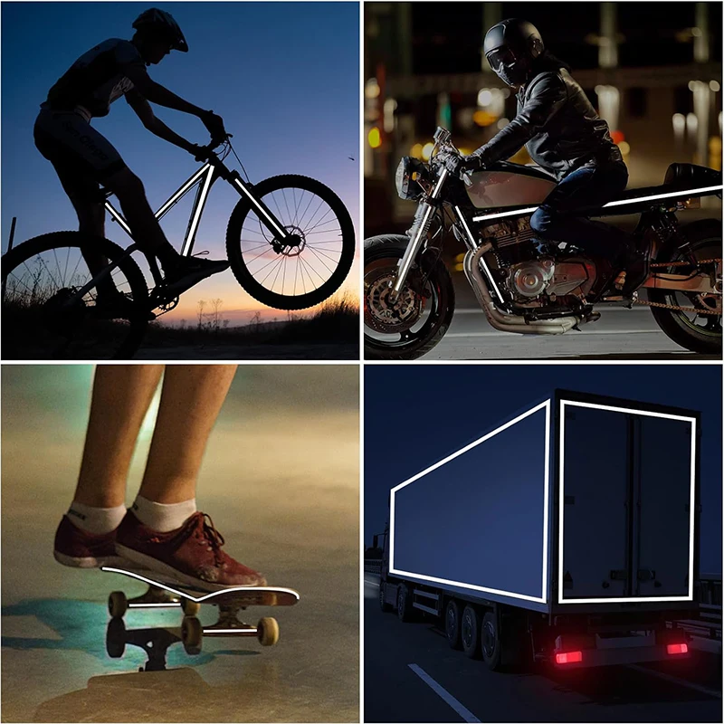Roadstar Reflektierende Warnaufkleber, selbstklebend, wasserdicht, für den Außenbereich, Fahrradfelgen-Reflektorband für Fahrradanhänger, Nachtsicherheit