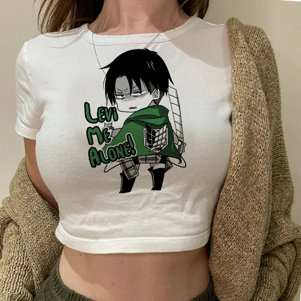Attack on Titan cropped top women gothic manga scene  top tees graphic gothic streetwear jojifuku grunge