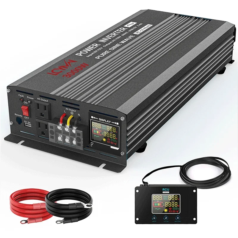 Us Warehouses Pure Sine Wave Inverter 1000w 2000w Off Grid 12v 24v 48v To 110v 220v Dc To Ac Solar Inverter 3000w