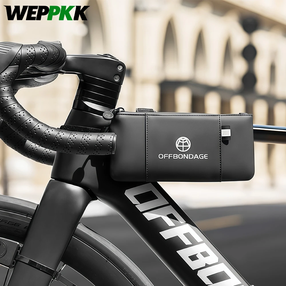

Bike Frame Bag Water-Resistant Top Tube Bike Bag, Minimalist Bicycle Storage Pouch for Smartphone Cards,Fits Road Mountain Bikes