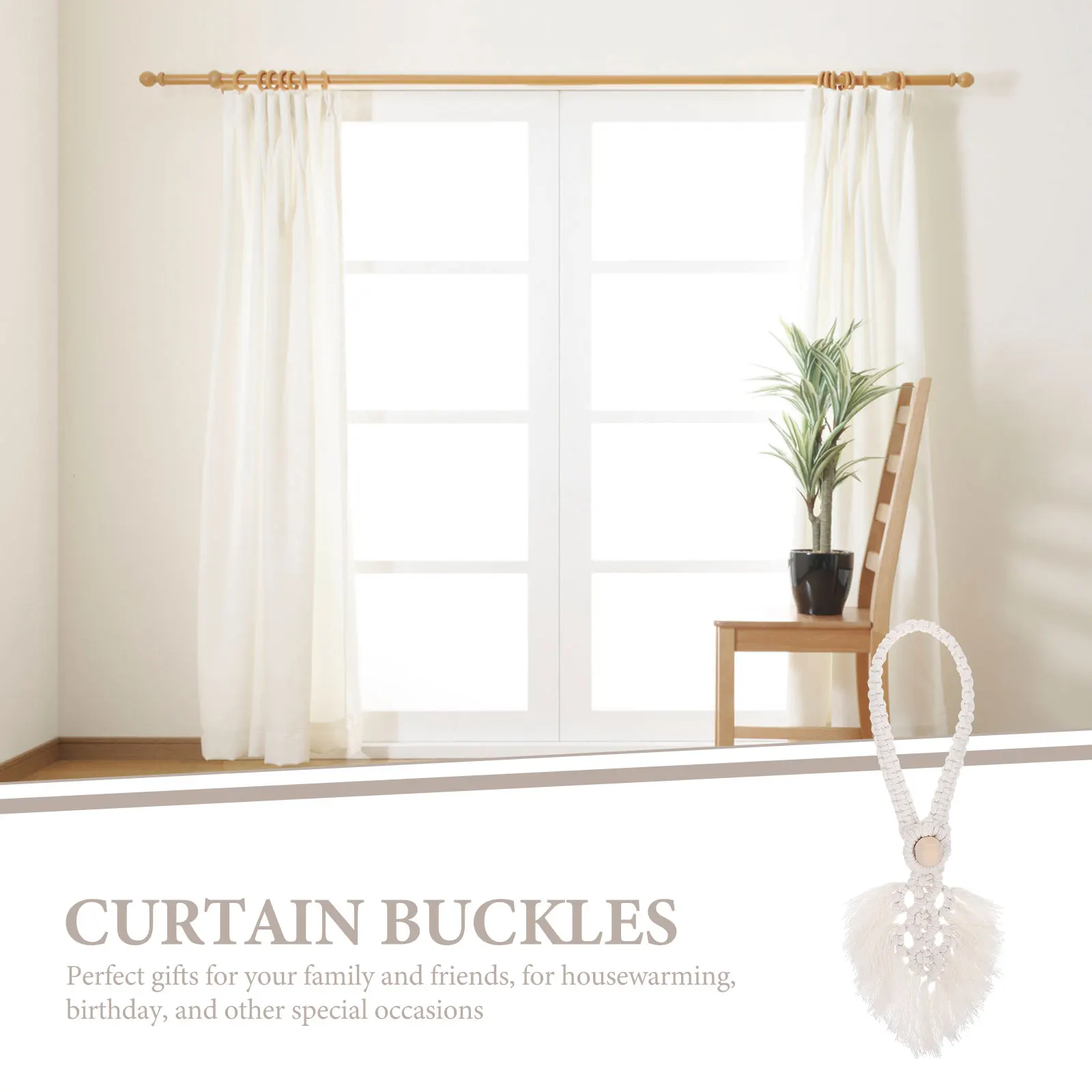 

4pcs Cotton Rope Curtain Tiebacks Decorative Tassel Holders No Drill Needed For Bedroom Living Room Shower Drapes Decor