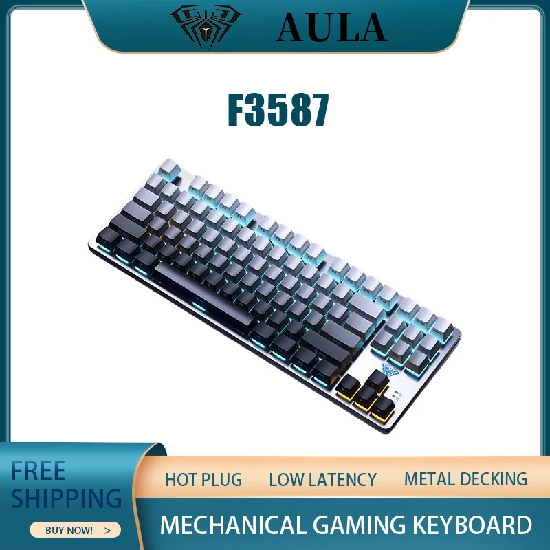 

AULA F87pro Mechanical Keyboard New Low-Latency Upgrade F3587 87 Keys 5-Layer Silent Padding Suitable For Gaming Typing Work